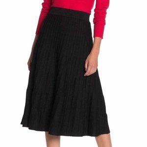 Nanette Lepore Black Pleated Sparkle Midi Skirt